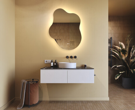 Miroir irrégulier avec éclairage, 74×94 cm, bicolore, interrupteur tactile, tapis chauffant #9