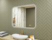 Miroir de salle de bains arrondi avec éclairage LED, 80×60 cm, bicolore, interrupteur tactile, tapis chauffant