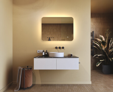 Miroir de salle de bains arrondi avec éclairage LED, 80×60 cm, bicolore, interrupteur tactile, tapis chauffant #9