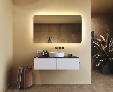 Miroir de salle de bains arrondi avec éclairage LED, 120×70 cm, bicolore, interrupteur tactile, tapis chauffant #9