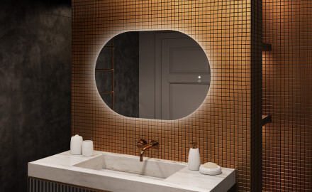 Miroir de salle de bains éclairé, 100×70 cm, bicolore, interrupteur tactile, tapis chauffant
