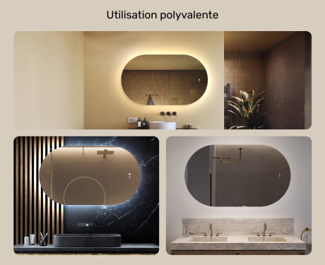 Miroir de salle de bains éclairé, 120×70 cm, bicolore, interrupteur tactile, tapis chauffant #2