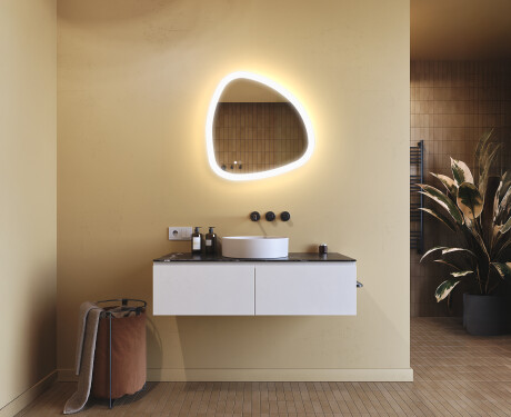 Miroir irrégulier avec éclairage, 64×64 cm, bicolore, interrupteur tactile, tapis chauffant #9
