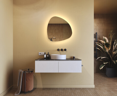 Miroir irrégulier avec éclairage, 64×64 cm, bicolore, interrupteur tactile, tapis chauffant #9