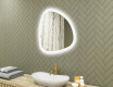 Miroir irrégulier avec éclairage, 74×74 cm, bicolore, interrupteur tactile, tapis chauffant