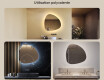 Miroir irrégulier avec éclairage, 74×74 cm, bicolore, interrupteur tactile, tapis chauffant #2