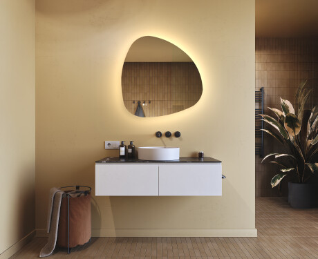 Miroir irrégulier avec éclairage, 74×74 cm, bicolore, interrupteur tactile, tapis chauffant #9