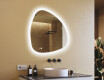 Miroir irrégulier avec éclairage, 94×94 cm, bicolore, interrupteur tactile, tapis chauffant