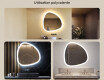 Miroir irrégulier avec éclairage, 94×94 cm, bicolore, interrupteur tactile, tapis chauffant #2