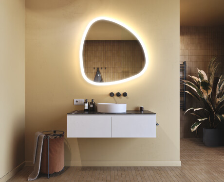 Miroir irrégulier avec éclairage, 94×94 cm, bicolore, interrupteur tactile, tapis chauffant #9