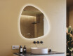 Miroir irrégulier avec éclairage, 94×94 cm, bicolore, interrupteur tactile, tapis chauffant