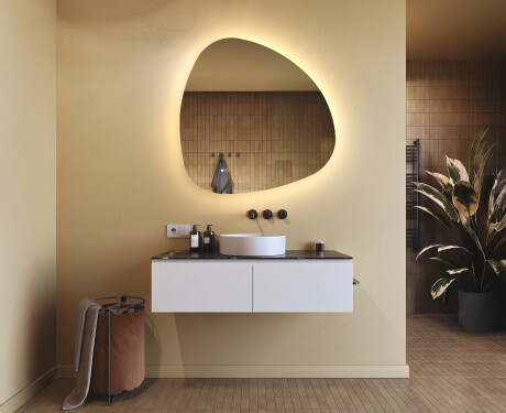 Miroir irrégulier avec éclairage, 94×94 cm, bicolore, interrupteur tactile, tapis chauffant #9