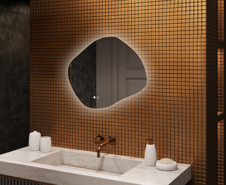 Miroir de salle de bains avec éclairage, 74×64 cm, bicolore, interrupteur tactile, tapis chauffant