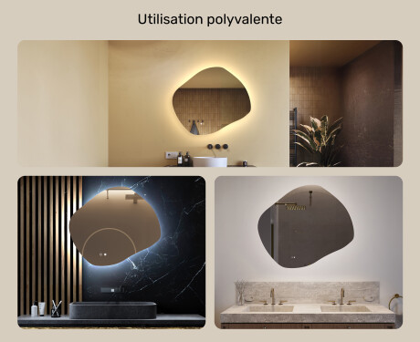 Miroir de salle de bains avec éclairage, 74×64 cm, bicolore, interrupteur tactile, tapis chauffant #2