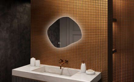 Miroir de salle de bains avec éclairage, 74×64 cm, bicolore, interrupteur tactile, tapis chauffant