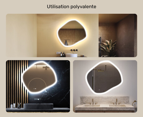 Miroir de salle de bains avec éclairage, 104×94 cm, bicolore, interrupteur tactile, tapis chauffant #2