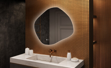 Miroir de salle de bains avec éclairage, 104×94 cm, bicolore, interrupteur tactile, tapis chauffant