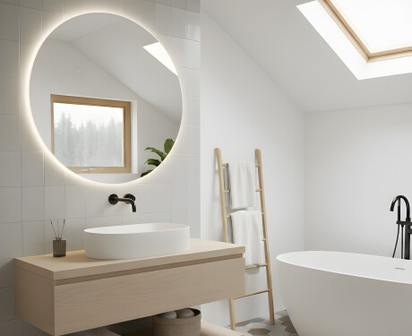 Miroir de salle de bain rond éclairé 60 cm avec lumière neutre 4500K