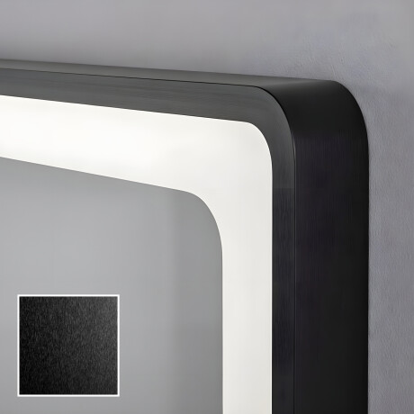 Miroir aux bords arrondis avec éclairage LED dans un cadre noir en aluminium #2