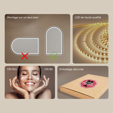 Miroir irrégulier avec éclairage LED dans un cadre en aluminium noir #7