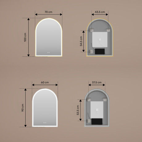 Miroir LED de forme irrégulière avec cadre en aluminium doré #3