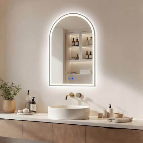 Miroir irrégulier rétroéclairé LED – 60x90/70x100 cm avec cadre en aluminium argenté #1