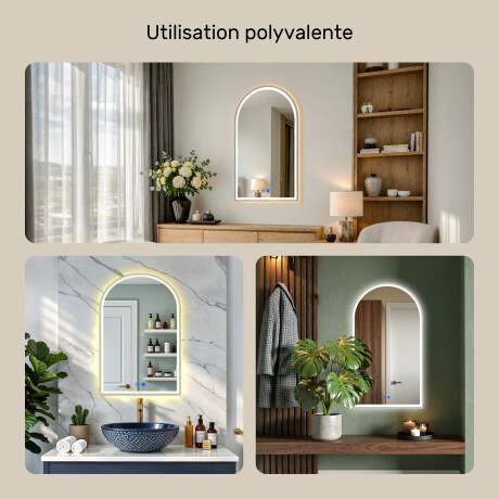 Miroir irrégulier rétroéclairé LED – 60x90/70x100 cm avec cadre en aluminium argenté #4