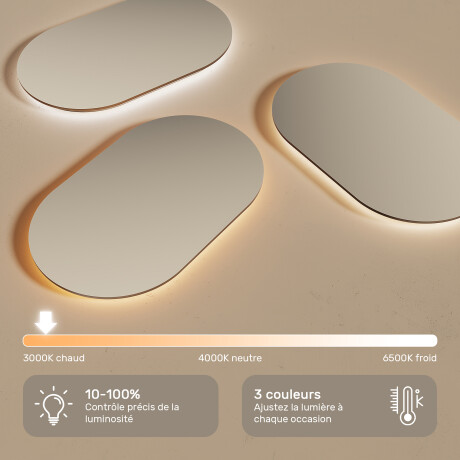 Miroir ovale rétroéclairé LED avec cadre en aluminium noir #5