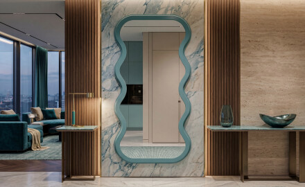 Miroir aux lignes irrégulières avec cadre HORIZON en MDF laqué