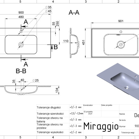 Lavabo DELLA 900 MIRASOFT #1