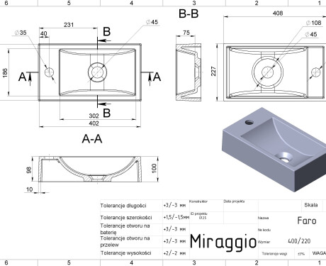 Lavabo FARO MIRASOFT