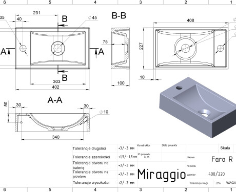 Lavabo FARO R MIRASOFT