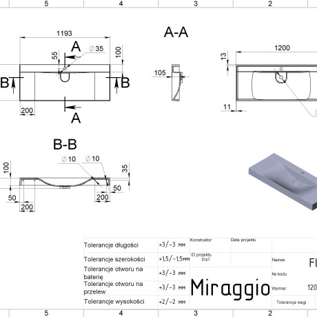 Lavabo FLY 1200 MIRASOFT #1