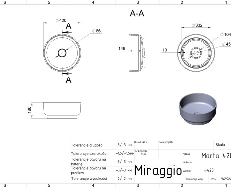 Lavabo MARTA 420 MIRASOFT