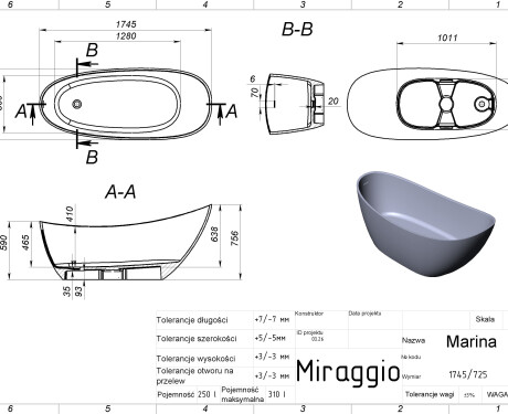 Baignoire MARINA MIRASOFT