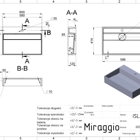 Lavabo ISLAND 600 MIRASOFT #1