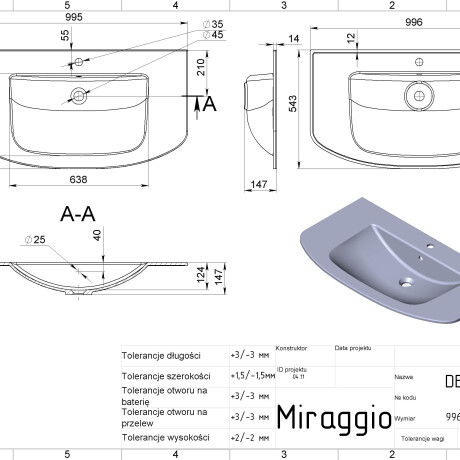 Lavabo DEA 1000 MATT #1