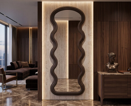Miroir de forme ondulée avec cadre UNDULA en MDF laqué