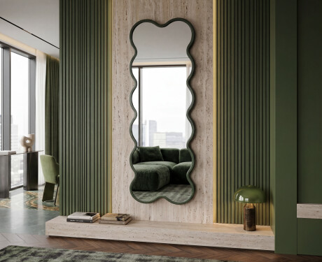 Miroir ondulé élancé avec cadre VIPER en MDF laqué