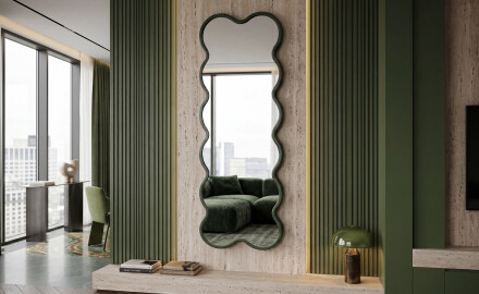 Miroir ondulé élancé avec cadre VIPER en MDF laqué