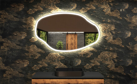 Miroir de salle de bains LED de forme irrégulière O222