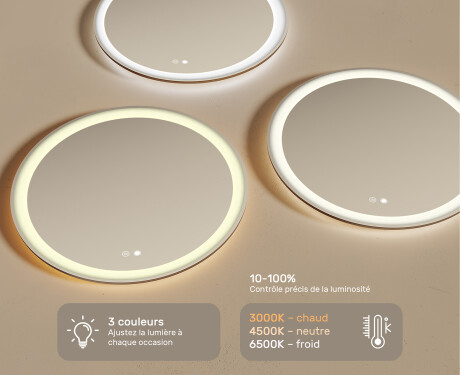 Rond Illumination LED Miroir Sur Mesure Eclairage Salle De Bain L76 90cm - SmartScreen, DualColor #5