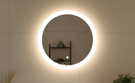 Miroir rond lumineux pour salle de bain avec lumière LED  avec Dual color, Interrupteur tactile
