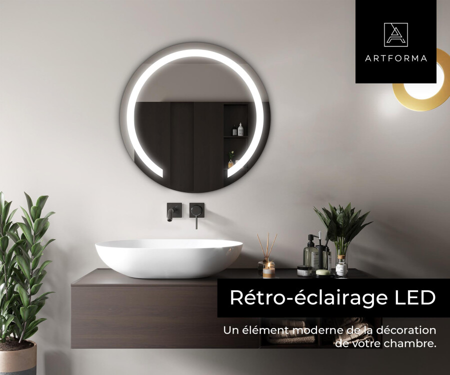 Miroir salle de bain LED 80 cm x 105 cm - ELEGANCE
