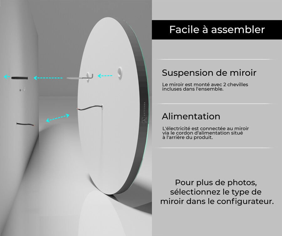 Arrondie Illumination LED Miroir Sur Mesure Eclairage Salle De