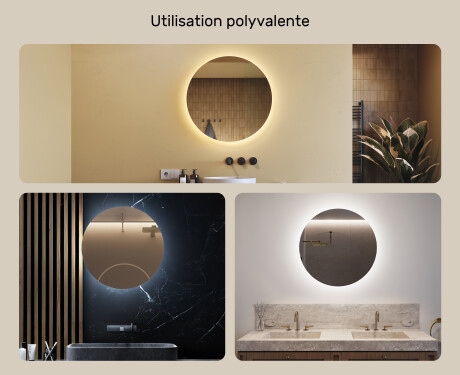 Rond Illumination LED Miroir Sur Mesure Eclairage Salle De Bain 70cm avec lumière LED froide 7000K, lumière chaude 3000K ou lumière neutre 4500K #2