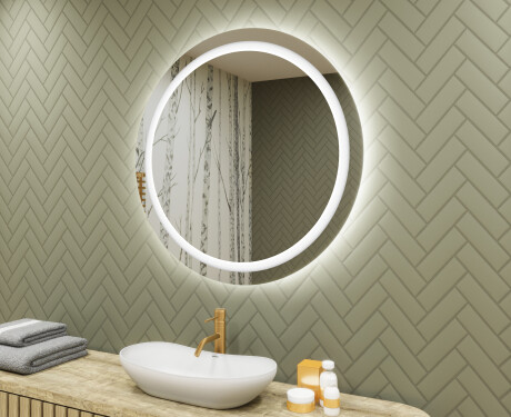 Rond Illumination LED Miroir Sur Mesure Eclairage Salle De Bain 80cm avec lumière LED froide 7000K, lumière chaude 3000K ou lumière neutre 4500K