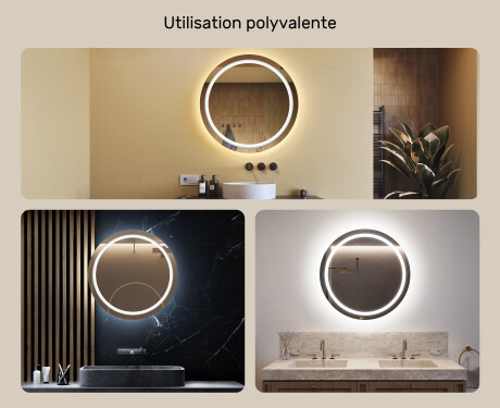 Rond Illumination LED Miroir Sur Mesure Eclairage Salle De Bain 80cm avec lumière LED froide 7000K, lumière chaude 3000K ou lumière neutre 4500K #2
