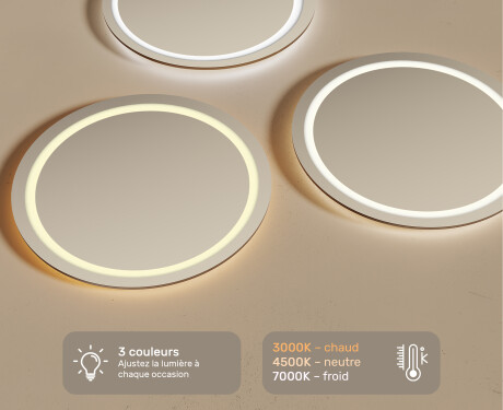 Rond Illumination LED Miroir Sur Mesure Eclairage Salle De Bain 80cm avec lumière LED froide 7000K, lumière chaude 3000K ou lumière neutre 4500K #3