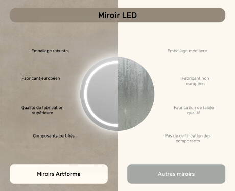 Rond Illumination LED Miroir Sur Mesure Eclairage Salle De Bain 80cm avec lumière LED froide 7000K, lumière chaude 3000K ou lumière neutre 4500K #6